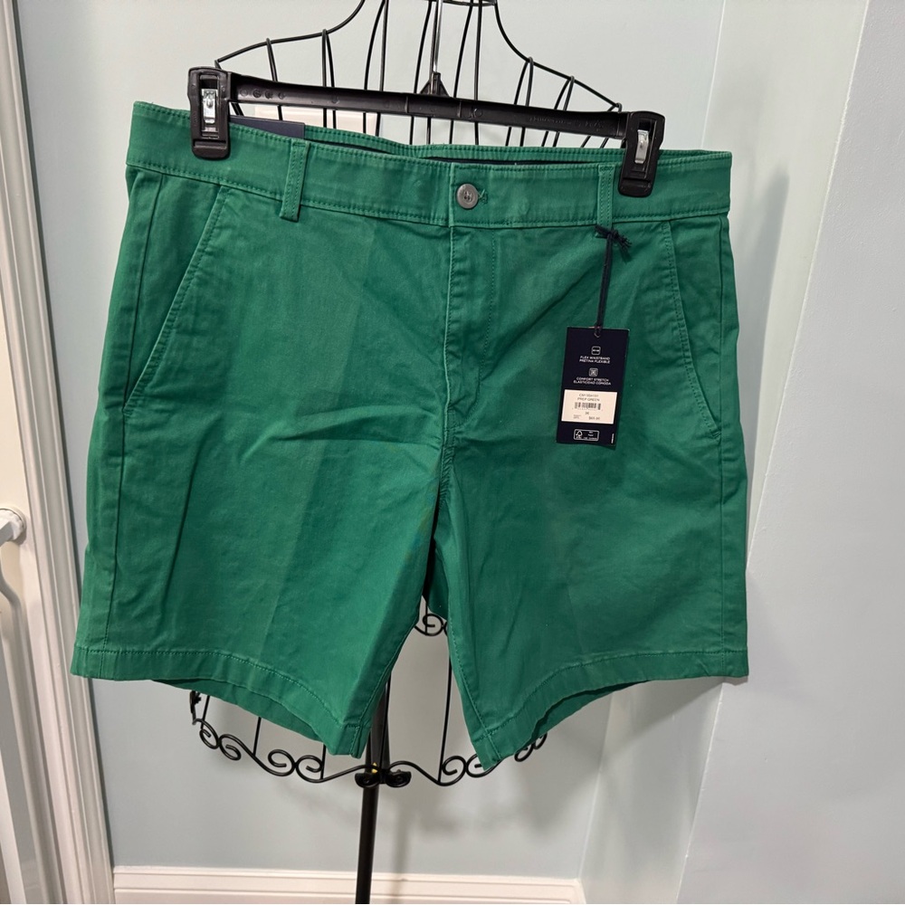 New Chaps Men’s Prep Green 9” inch inseam chino shorts Kelly 36 36x9 Flat front